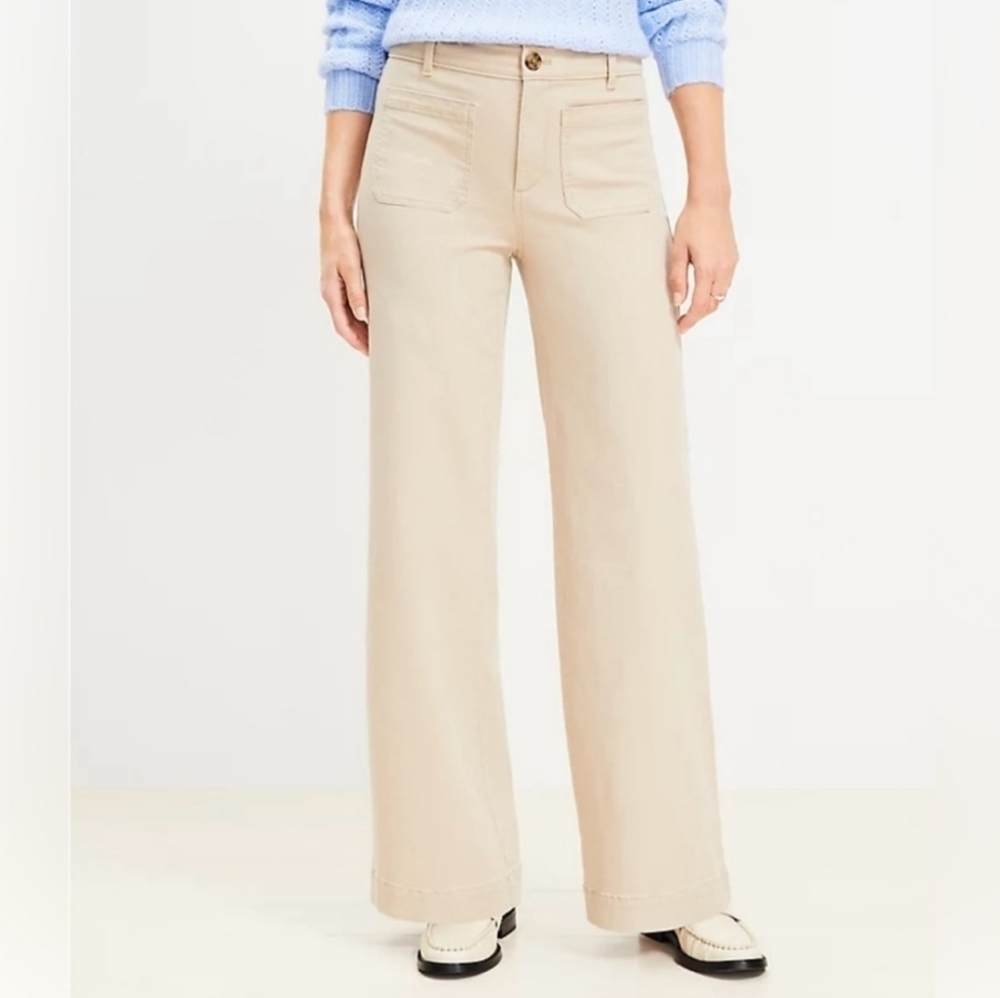 LOFT Wide Leg Pants in Beige